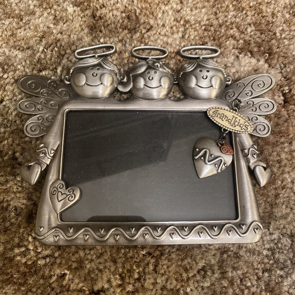 Adorable ANGELS Grandkids metal photo frame for 3" x 5" picture by Fetco Gift